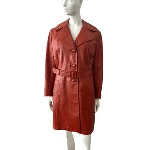 Vintage Olympic Leather Trench Coat